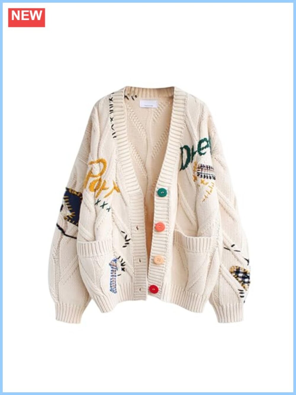 Women's Cable Knit Long Sleeve Open Front Cardigan Wool Blend V-Neck